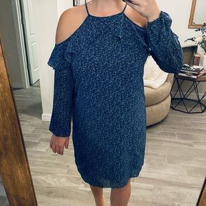 Michael Kors Ruffled Floral Cold Shoulder Dress